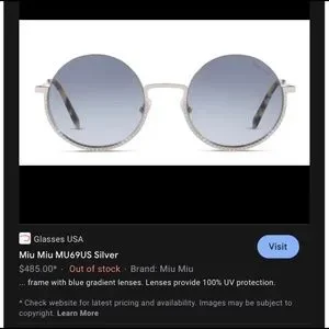 MIU MIU ROUND BLUE GRADIENT LENSES WITH RHINESTONES DETAILING SUNGLASSES Indigo Lenses Miu Miu Logo Sunglasses | Miu Miu main image 4